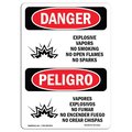 Signmission Safety Sign, OSHA Danger, 18" Height, Aluminum, Explosive Vapors No Smoking Spanish OS-DS-A-1218-VS-1211